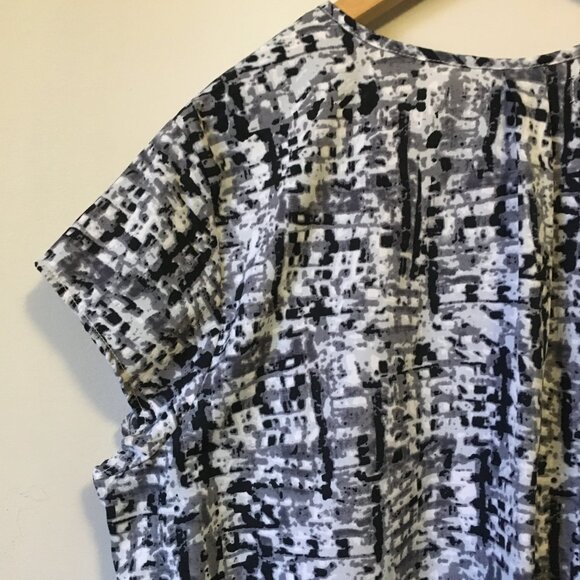 Jessica Tiny Modern TV Static Print Tunic Cap Sleeve Box Pleat Blouse - Picture 7 of 16